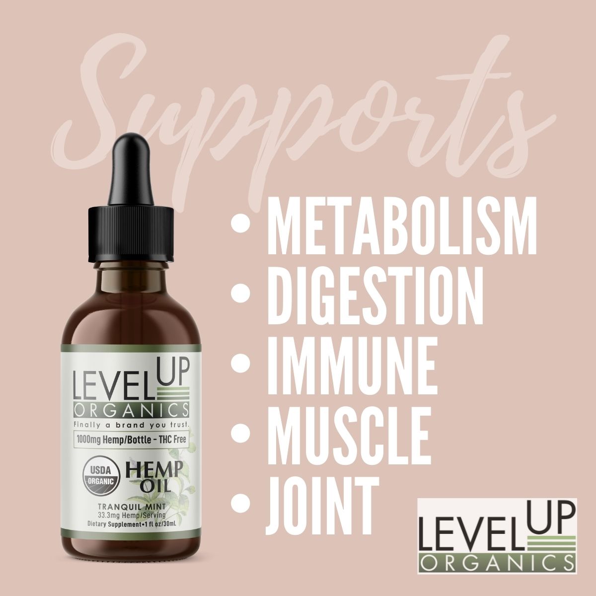 Level Up Organics supports Metabolism, Digestion, Immune, Muscle, Joint